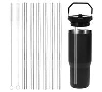 Accesorios de Acero Inoxidable para Stanley Iceflow Flip 30 oz, Paquete de 6 Pajitas de Repuesto Reutilizables de Acero Inoxidable con 2 Cepillos Limpiadores Pajitas para Stanley Accesorios