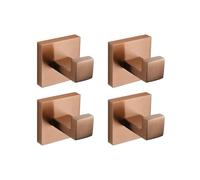 Accesorios de baño de Oro Rosa Cepillado Accesorios de baño Cuadrados Soporte de Papel higiénico Soporte para Toallas Barra Gancho para Bata Toallero, Gancho para Bata 4 Piezas, 1