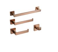 Accesorios de baño de Oro Rosa Cepillado Accesorios de baño Cuadrados Soporte de Papel higiénico Soporte para Toallas Barra Gancho para Bata Toallero, 1 Juego de Barras de 40 cm, 1