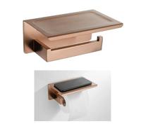 Accesorios de baño de Oro Rosa Cepillado Accesorios de baño Cuadrados Soporte de Papel higiénico Soporte para Toallas Barra Gancho para Bata Toallero, Paper Holder Plus, 1
