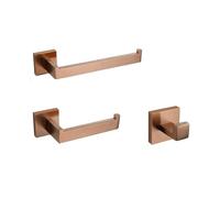 Accesorios de baño de Oro Rosa Cepillado Accesorios de baño Cuadrados Soporte de Papel higiénico Soporte para Toallas Barra Gancho para Bata Toallero, Juego de 3 Piezas, 1