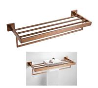 Accesorios de baño de Oro Rosa Cepillado Accesorios de baño Cuadrados Soporte de Papel higiénico Soporte de Toalla Barra Gancho para Bata Toallero, toallero 60 cm, 1