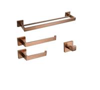 Accesorios de baño de Oro Rosa Cepillado Accesorios de baño Cuadrados Soporte de Papel higiénico Soporte para Toallas Barra Gancho para Bata Toallero, Juego de 2 Barras de 60 cm, 1