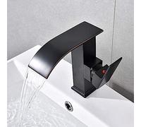 Accesorios de baño Grifo lavabo Cascada agua caliente y fría Lavabo sobre encimera antiguo negro Sección alta negra Baño bajo