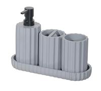 Accesorios de baño Juego de 4 con Soporte para cepillos de Dientes Dispensadores de jabón Bandeja de tocador Vasos Organizadores de encimera Accesorios de baño de Resina