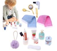 Accesorios De Baño para Casa De Muñecas, Juego De Tocador 1:12 con Secador | Casa de muñecas vanidad secador de pelo peine cepillo de dientes para niños para decoración del baño