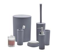 Accesorios de baño para encimera, 7 piezas de ahorro de espacio, productos de baño, cepillo de inodoro, jabonera, juego de basura para baño, viajes, vacaciones, hotel, viajes al aire libre, hogar
