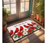 Accesorios de bar Man Cave God Says You Are: una vibrante reunión de cardenales rojos en medio de felpudo Blo para decoración de otoño al aire libre (65 x 90 cm)