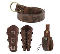Accesorios de Beelt renacentista, de campana, accesorio medieval, de piel vintage para eventos temáticos, festivales de cosplay, feria renacentista y recreación histórica, Café, Refer to