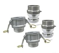 Accesorios de bloqueo de leva de aluminio, accesorio de manguera de leva y ranura de aluminio (parte F+B), adaptador roscado NPT macho para conexiones seguras en sistemas de tuberías (3/4 pulgadas)