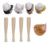 Accesorios de casa de muñecas 4 Miniaturas de casa de muñecas de béisbol Incluye Pelota, Bate y Guante Juguetes de béisbol amigables para Bricolaje para de a Escala 1: 6/1: 12, topp