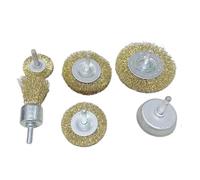Accesorios de cepillos de alambre para taladro, Cepillo de copa rueda alambre, latón y acero al carbono, vástago 1/4 pulgadas, eliminación óxido, pulido, 1/3/5/6 Uds(Mix Set B 6pcs)