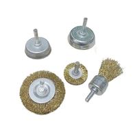 Accesorios de cepillos de alambre para taladro, Cepillo de copa rueda alambre, latón y acero al carbono, vástago 1/4 pulgadas, eliminación óxido, pulido, 1/3/5/6 Uds(Mix Set a 5pcs)