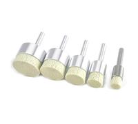 Accesorios de cepillos de alambre para taladro, Juego de cepillos abrasivos nailon con mango acero al carbono, rueda copa, extremo, grano 180-600 5 piezas(Grit180 Diameter22mm)