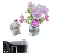 Accesorios de coche con flores, bonito juego de decoración floral para el interior del coche, tablero de instrumentos de flores decorativo, clips de ventilación y volante, cubierta, 5 cm para estilo