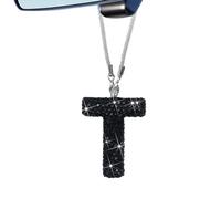 Accesorios de coche negros brillantes para mujeres y hombres, dije interior de letra, espejo retrovisor de color arcoíris, bonito colgante de cristal, decoración de coche para hombres, regalos de la