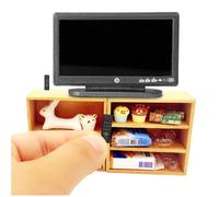 Accesorios de decoracin de casa de muecas 1:12 Dollhouse TV Dollhouse Muebles en miniatura sala de madera de madera vintage negro TV mini muebles p