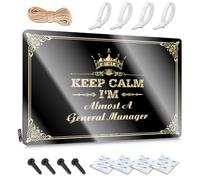 Accesorios de decoración del hogar, póster vintage reutilizable con texto en inglés «Keep Calm I'm Almost A General Manager» | Arte de pared rústico hecho a mano (30 x 40 cm)