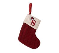 Accesorios de decoración navideña, calcetines de punto de Navidad rojos, colgantes de árbol de Navidad, calcetines de lana retórica bordados (S, talla única)