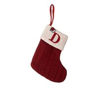 Accesorios de decoración navideña, calcetines navideños de punto rojo, colgante de árbol de Navidad, calcetines de lana retórica bordados (D, talla única)