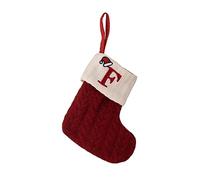Accesorios de decoración navideña, calcetines navideños de punto rojo, colgantes de árbol de Navidad, calcetines de lana retórica bordados (F, talla única)
