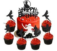 accesorios de decoracion para cupcakes y pasteles con temas karate kung fu guerrero para fiesta de cumpleanos ninja samurai
