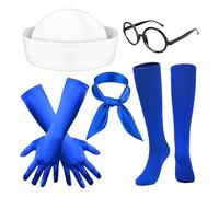 Accesorios de Disfraz de Marinero - Fiesta De Yate Disfraz De Marinero Halloween,Pañuelo Medias Sombrero Guantes Gafas para Fiestas - Para Fiesta Temática Náutica Marina Crucero Yate Cumpleaños Solter
