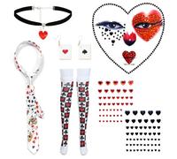 Accesorios de Disfraz de Reina,7 Piezas Accesorios para Disfraz de Reina,Disfrazs de Reinas de Corazones,Disfrazs Poquer Cosplay Adorno,para Carnaval,Mardi Gras,Fiesta Temática