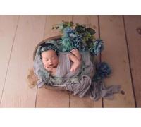 Accesorios de disparo para niños, cesta de paja antigua, marco hecho a mano, mimbre de vid, accesorios de fotografía para recién nacidos (marrón oscuro)