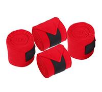 Accesorios de Envoltura de Piernas de Caballo con Grueso Vendaje de Vellón sin Llave 4pcs para Proteger el Caballo, Rojo
