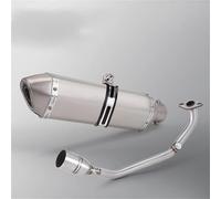 Accesorios de escape Escape Completo Para Motocicleta Para HONDA 125 150 PCX125 PCX150 2021 2022 2023 2024, Silenciador De Acero Inoxidable Con Tubo Enlace Delantero(Silver)