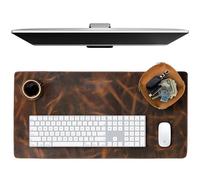 Accesorios de escritorio de cuero - Alfombrilla de escritorio de cuero grande para escritorio, almohadilla de escritorio de cuero genuino de 32 x 16 pulgadas, almohadilla de escritorio de cuero genuino para teclado y ratón, protector de escritorio, organizador de escritorio, almohadilla de escritorio XL para juegos, bandeja de cuero