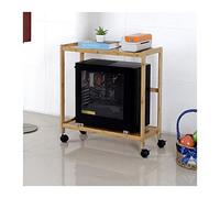 Accesorios de escritorio de oficina Soporte de torre for PC, soporte rodante for CPU de 2 niveles, soporte de bambú for caja de host de PC móvil con ruedas giratorias, se adapta a la mayoría de cajas