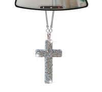 Accesorios de espejo de visión trasera de automóvil bling, decoración cristiana colgante, espiritual de automóviles, blindaje espiritual, elegante acento de fe, 6x3cm para vehículos Decoración
