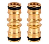Accesorios de extremo de manguera doble macho de latón, extensores de conector de manguera macho doble para tubos de manguera de jardín, 2 piezas (conector macho doble)