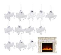 Accesorios de fantasma colgantes de Halloween, decoraciones de calcetines de viento de fantasma, banderas de fantasmas de Halloween, 12 piezas divertidas para fotos, porche, interior, fiesta, patio