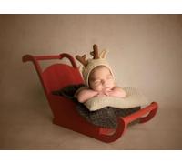 Accesorios de fotografía con temática navideña para recién nacidos, coche de trineo de bebé de cien días, accesorios rojos para niños