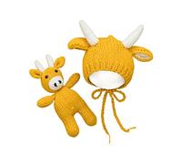 Accesorios de fotografía para bebés recién nacidos, sombrero para niños y niñas, baby shower, vaca ellow prop wrap foto para muñeca y envoltura de niña niño y oso