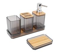Accesorios de Fregadero de Baño Conjunto, Elegante Accesorio de Baño con 2 Botellas de Loción, 2 Plato de Jabón, 2 Bandejas, 1 Taza de Enjuague Bucal, 1 Taza de Cepillo de (GRAY)