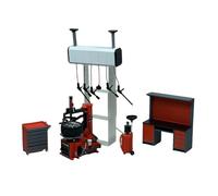 Accesorios de garaje a escala 1/18, juego de modelo de elevación y cambiador de neumáticos para taller de reparación de automóviles y escena de tienda personalizada, se puede mostrar con modelo de