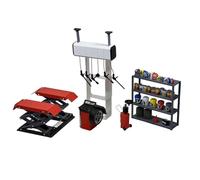 Accesorios de garaje a escala 1/18, juego de modelo de elevación y cambiador de neumáticos para taller de reparación de automóviles y escena de tienda personalizada, se puede mostrar con modelo de
