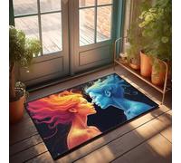 Accesorios de garaje para hombre, cueva, fuego y hielo: un colorido encuentro, felpudo de bienvenida a casa, decoración de habitación emo (50 x 80 cm)