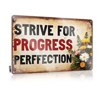 Accesorios de garaje para hombre Cueva Strive For Progress, Not Perfection. Letrero de estaño con reglas de cueva de hombre, decoración divertida para habitación (30 x 40 cm)