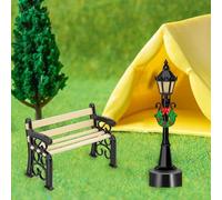 Accesorios de gnomo para Navidad, Banco de farolas en Miniatura, Accesorios de gnomo, Juego de Accesorios de jardín para gnomo, decoración de Puerta de gnomo y casa de muñecas 1/12, Mini Linterna