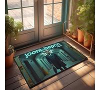 Accesorios de habitación para adolescentes y niños con traje caminando a través de túnel iluminado de neón, felpudo divertido para decoración de casa o caravana (50 x 80 cm)