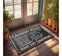 Accesorios de habitación para adolescentes y niños, letrero vintage de reglas de lavandería: una guía divertida para lavar la ropa, felpudo grande para exteriores, divertido tapete para puerta