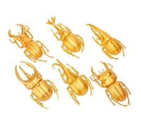 Accesorios de Halloween de Escarabajo de Simulación Espeluznante para Asustar a Amigos, Modelos de Insectos de PVC No Tóxicos para Adornos de Jardín, Dorado/Negro, 6 uds. (6 escarabajos