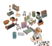 Accesorios De Hogar De Madera | Casa de Juguete Realista con Elementos de Juego - Muebles Interactivos para De - para Viaje Guardería Fiesta Juego de Rol