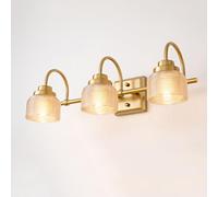 Accesorios de iluminación de baño dorados Luz de tocador de 3 luces sobre espejo con pantalla de vidrio Apliques de pared modernos de mediados de siglo de 18 pulgadas Accesorios de iluminación para do