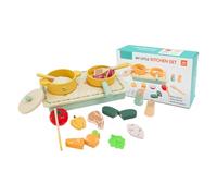 Accesorios de Juego de Cocina para Niños Pequeños, Juego de Cocina para Todo,Los Cocina Font Parece - Utensilios de Cocina de Madera con Ollas, Palas, Verduras para